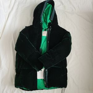 NWT Moncler Green Velvet Coat